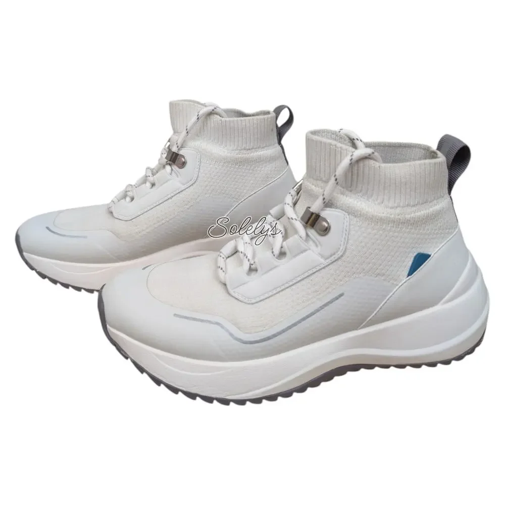 Vessi Stormburst Womens 5 White Granite Waterproof High Top Knit Sneaker Boot